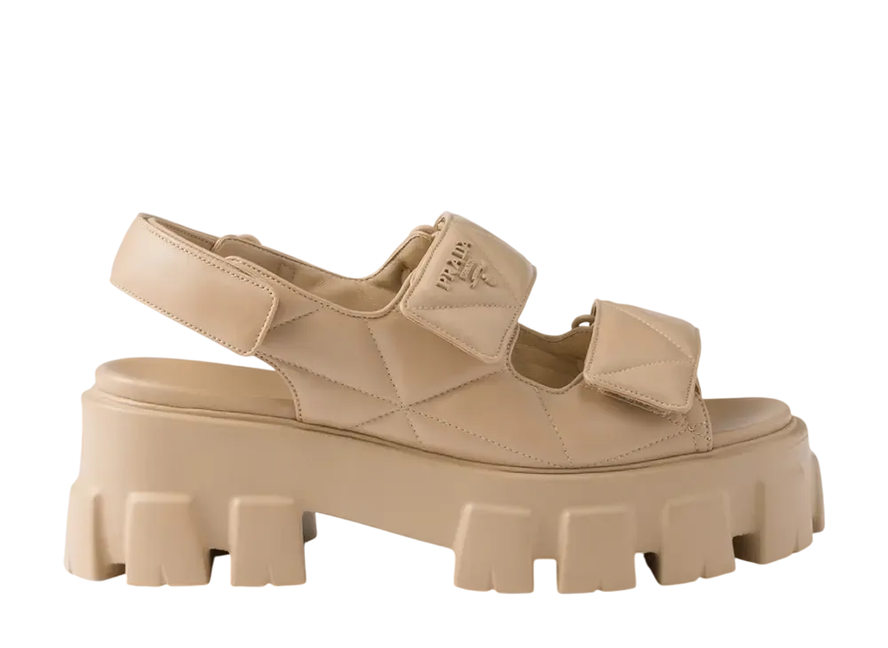 プラダ ウィメンズ モノリス ナッパレザー サンダル "サンドベージュ"