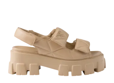 PRADA Women's Monolith Nappa Leather Sandals "Sand Beige"