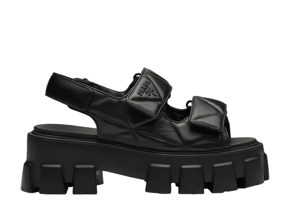 プラダ ウィメンズ モノリス ナッパレザー サンダル "ブラック"