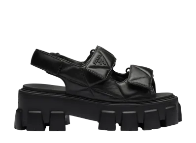PRADA Women's Monolith Nappa Leather Sandals "Black"