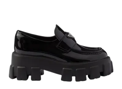 PRADA Women's Monolith Patent Leather Loafers "Black"