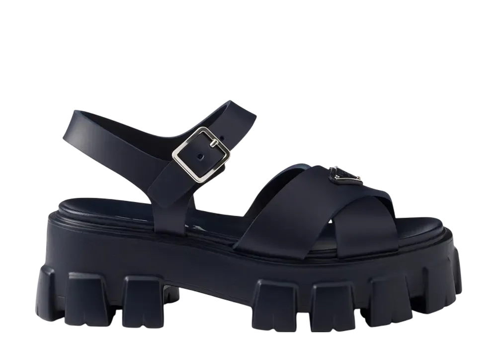 プラダ ウィメンズ モノリス ラバー サンダル "ネイビー"