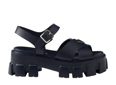 PRADA Women's Monolith Rubber Sandals "Navy"