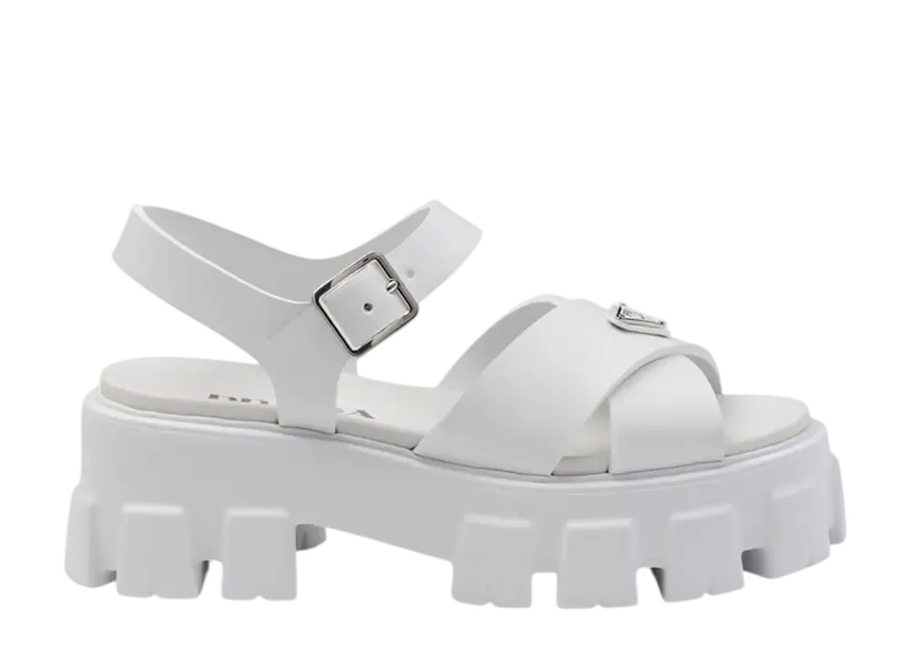 プラダ ウィメンズ モノリス ラバー サンダル "ホワイト"