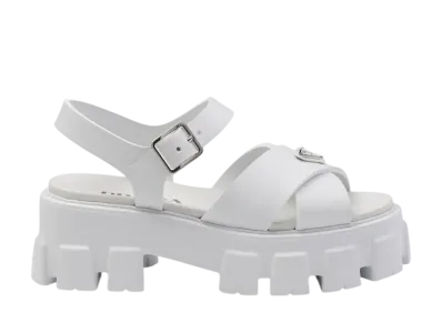 PRADA Women's Monolith Rubber Sandals "White"