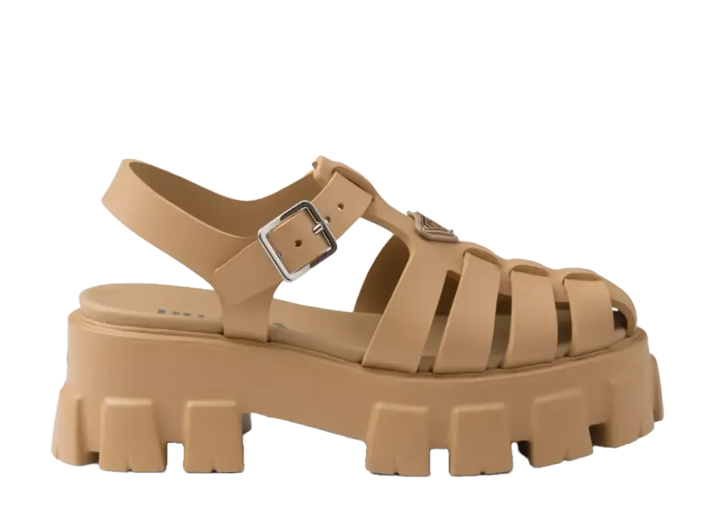 プラダ ウィメンズ モノリス ラバー サンダル "サンドベージュ"