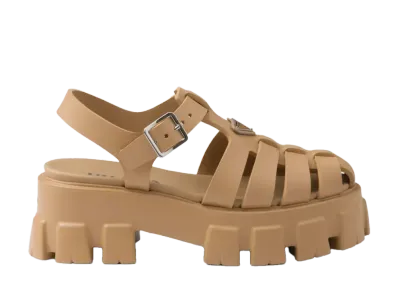 PRADA Women's Monolith Rubber Sandals "Sand Beige"
