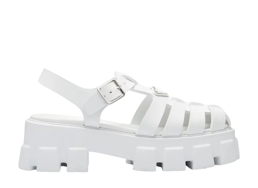 プラダ ウィメンズ モノリス ラバー サンダル "ホワイト"