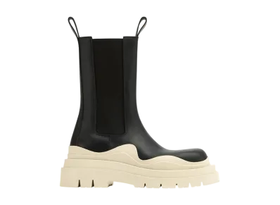 Bottega Veneta Women's Tire Chelsea Boot "Black/Sea Salt"