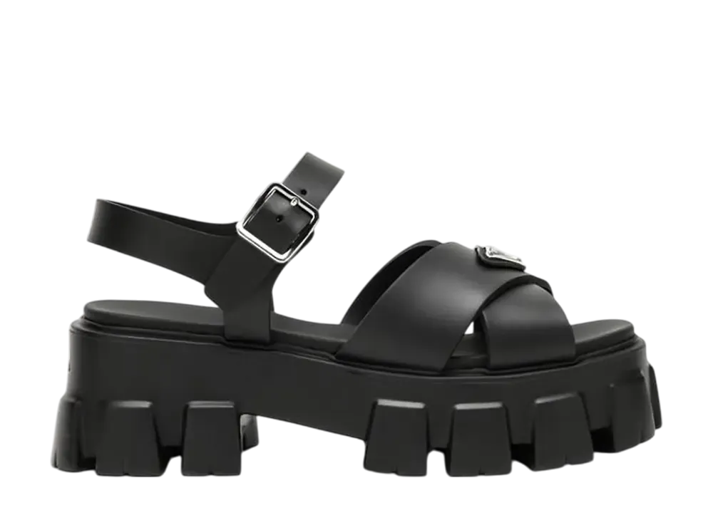 プラダ ウィメンズ モノリス ラバー サンダル "ブラック"