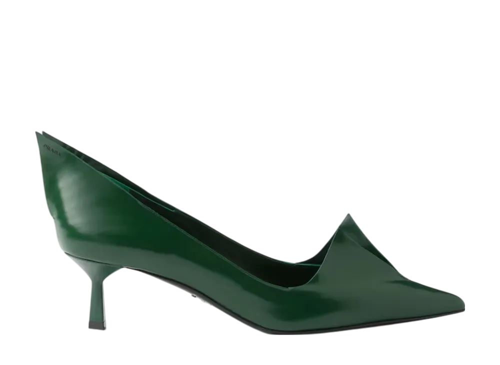 プラダ ウィメンズ ブラッシュドレザー パンプス "ダークグリーン"