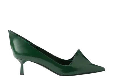 PRADA Women's Brushed Leather Pumps "Dark Green"