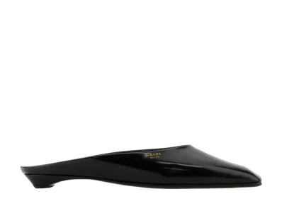 PRADA Women's Brushed Leather Mules "Black"