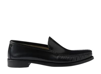 PRADA Women's Brushed Leather Loafers "Black"