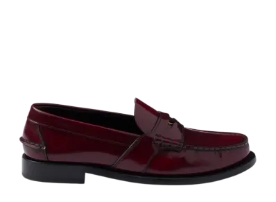 PRADA Women's Brushed Leather Loafers "Bordeaux"