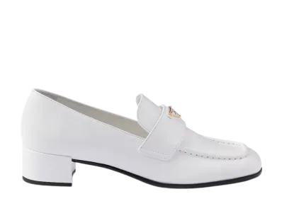 PRADA Women's Brushed Leather Loafers "White"