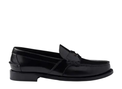 PRADA Women's Brushed Leather Loafers "Black"