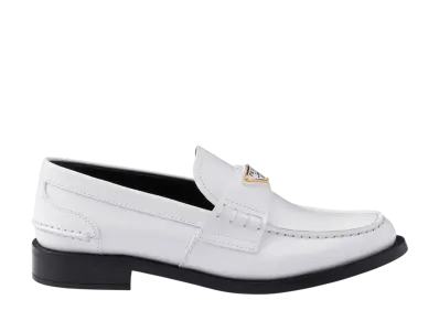 PRADA Women's Brushed Leather Loafers "White"
