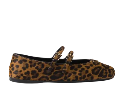 PRADA Women's Printed Leather Ballerinas"Beige"