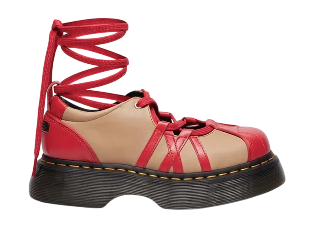 Dr.Martens Women's Buzz Ballerina Shoes "Vibrant Red/Vintage Taupe"