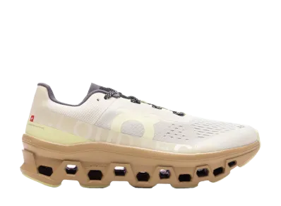 On Cloudmonster "Cream/Dune"