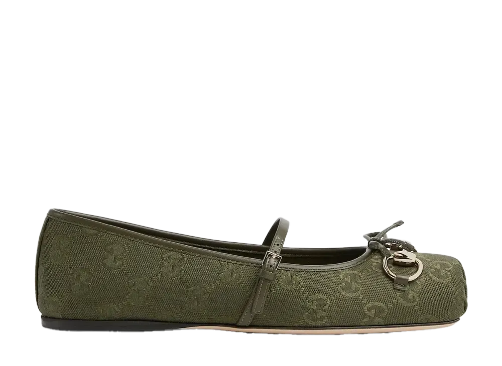 GUCCI Women's Horsebit Ballet Flat "Dark Green"