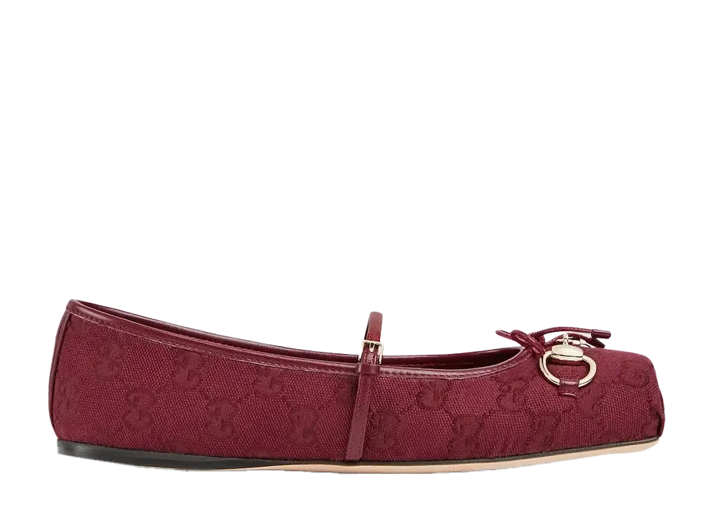 GUCCI Women's Horsebit Ballet Flat "Rosso Ancora"