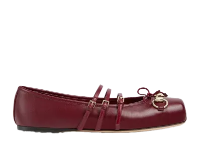 GUCCI Women's Horsebit Ballet Flat "Rosso Ancora Leather"