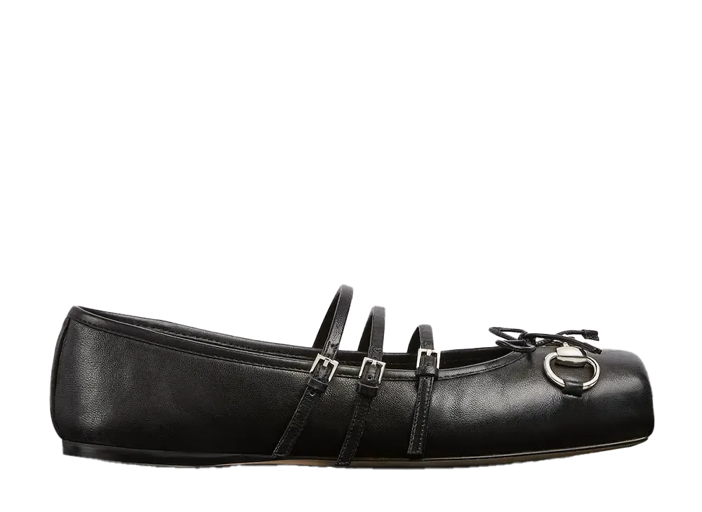 GUCCI Women's Horsebit Ballet Flat "Black Leather"