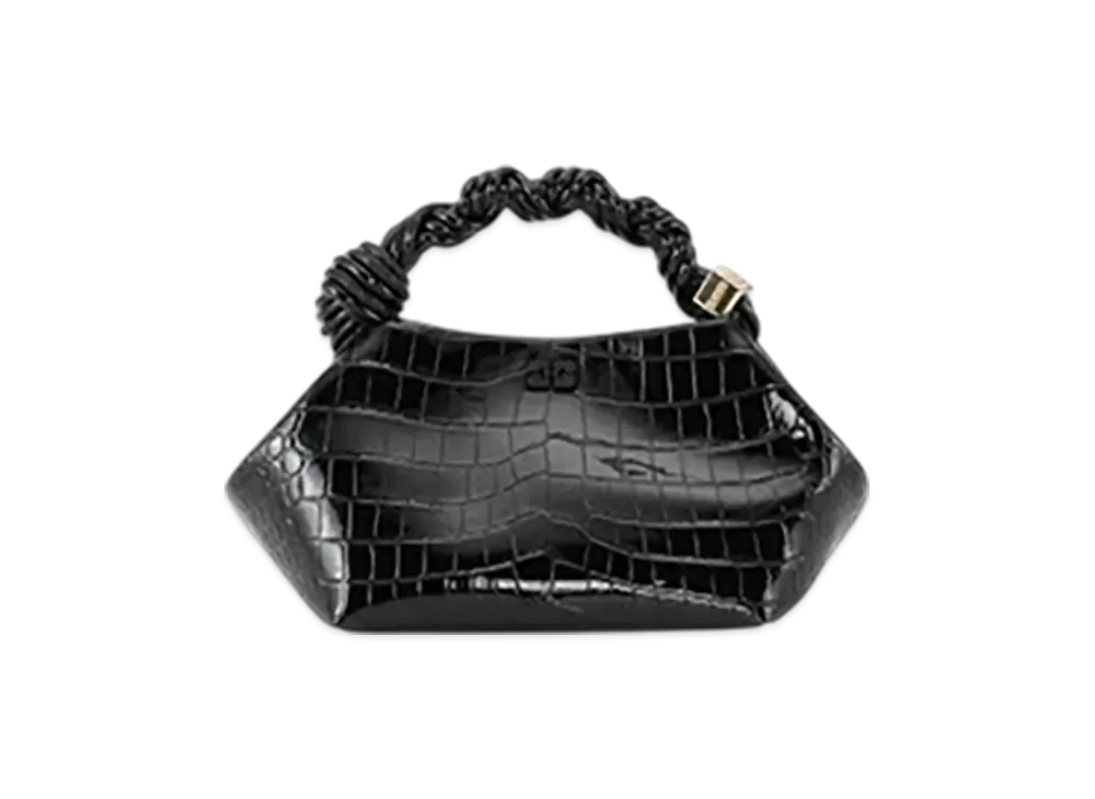 GANNI Black Croco Patent Small GANNI Bou Bag "Black"