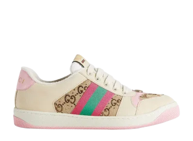 GUCCI Women's Screener GG Crystal Sneaker "Beige/Ebony"