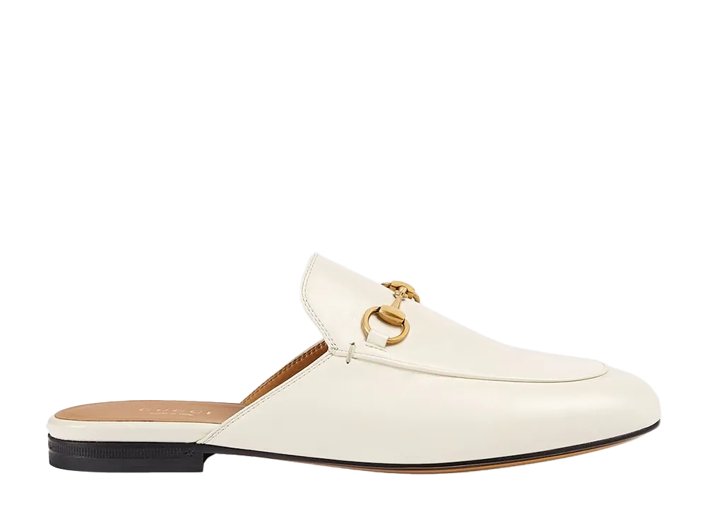 グッチ ウィメンズ プリンスタウン レザー スリッパ "ホワイト"