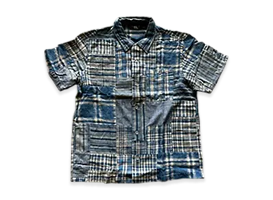 RRL Ralph Lauren Indigo Patchwork Camp Shirt "Navy"