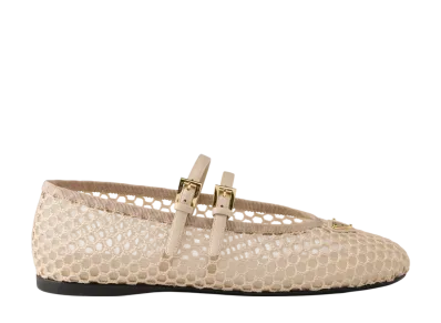 PRADA Women's Mesh Fabric Ballerinas "Beige"