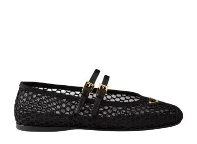 PRADA Women's Mesh Fabric Ballerinas "Black"