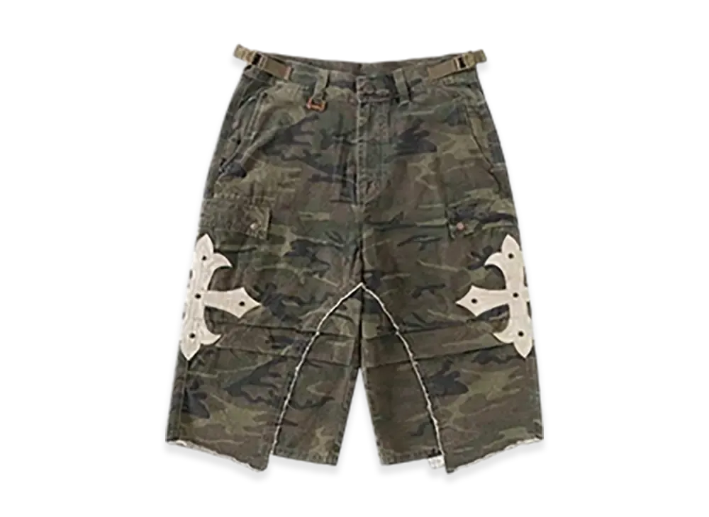 SUPPLIER Cross Leather Patch Baggy Shorts "Green"