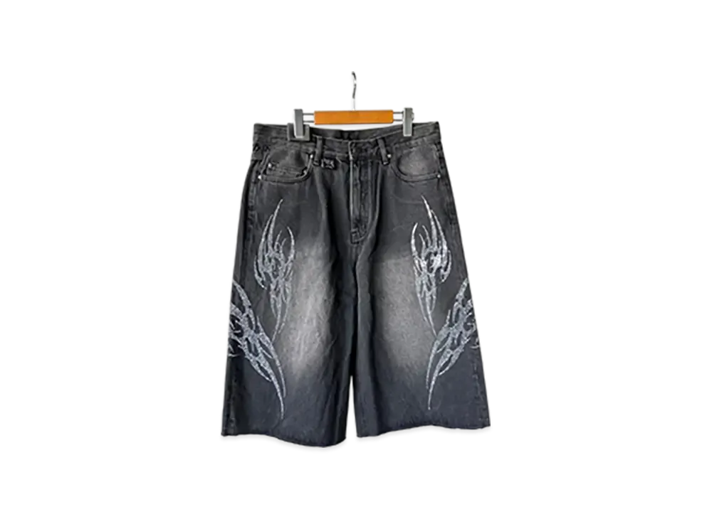 SUPPLIER Tribal Rhinestone Denim Shorts "Black"