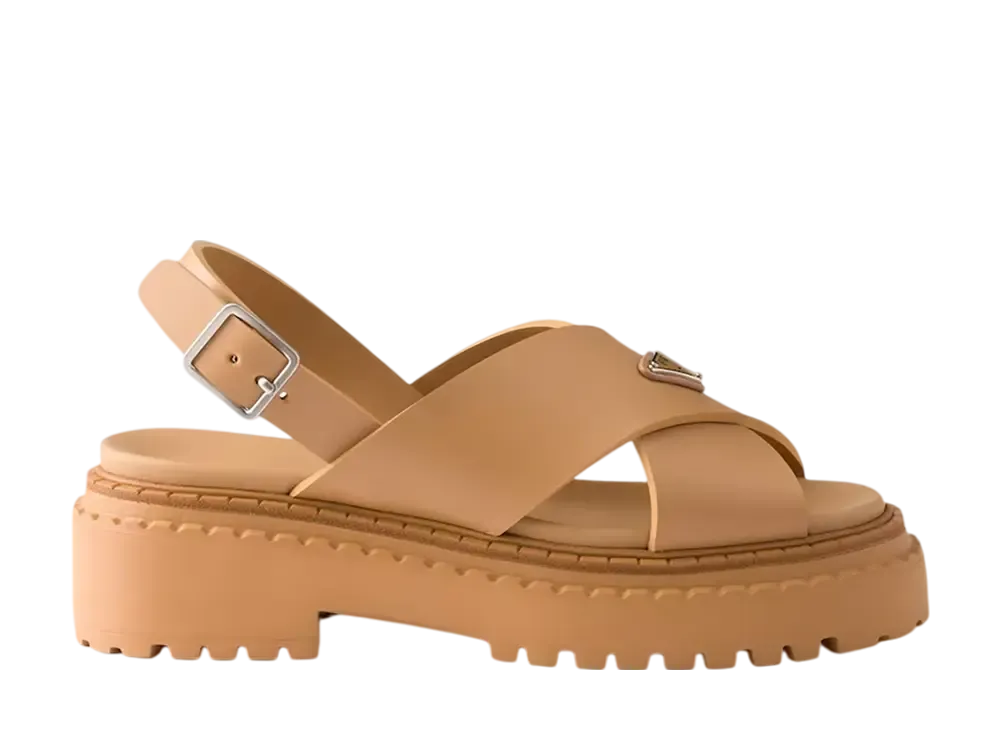 プラダ ウィメンズ ラバー スライド サンダル "サンドベージュ"