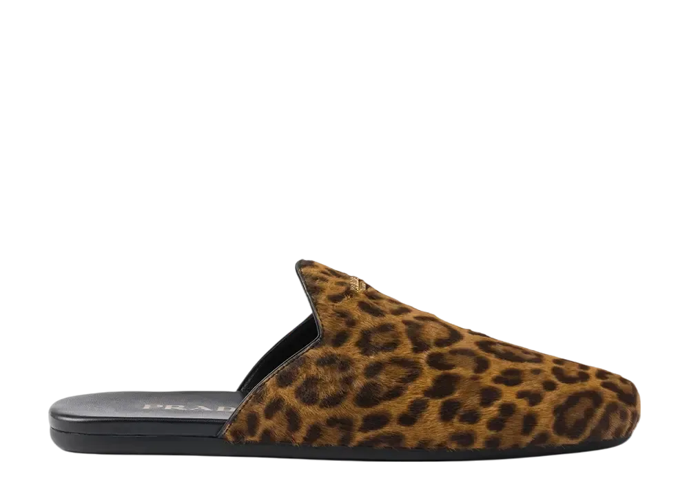 PRADA Women's Leopard-Print Leather Mules 