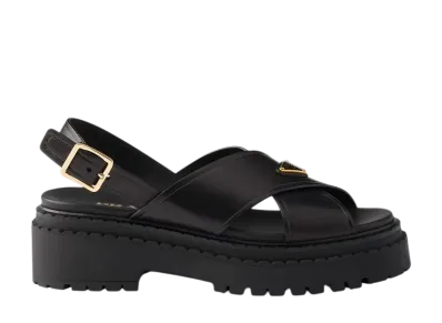 PRADA Women's Leather Sandals "Black"