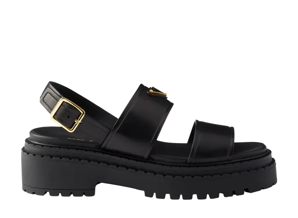 プラダ ウィメンズ レザー サンダル "ブラック"