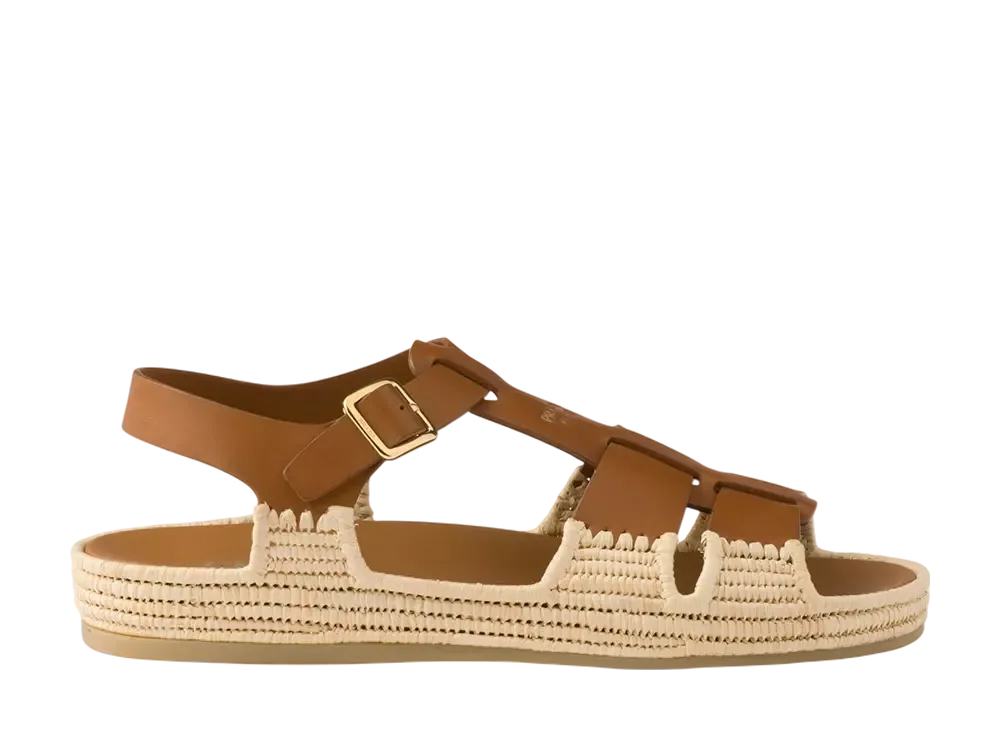 プラダ ウィメンズ レザー サンダル "ブラウン"