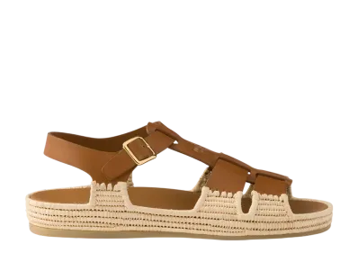 PRADA Women's Leather Sandals "Brown"