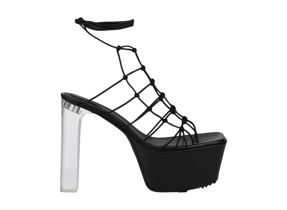 Rick Owens Women's SS25 Hollywood Runway Web Platform 65 "Black/Clear"