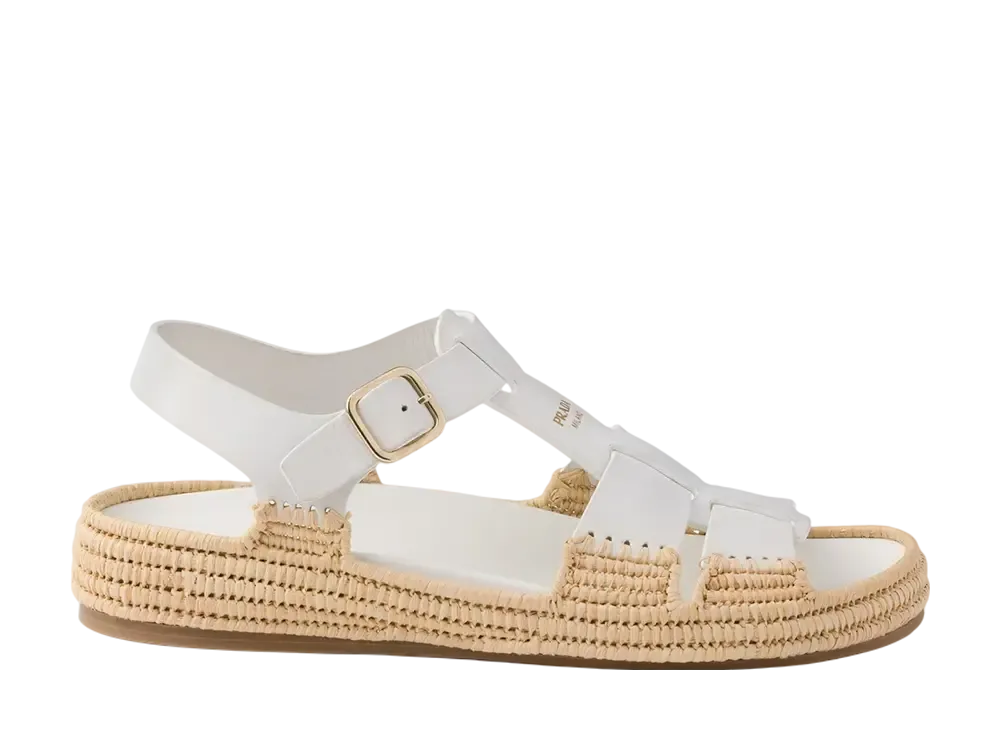 プラダ ウィメンズ レザー サンダル "ホワイト"