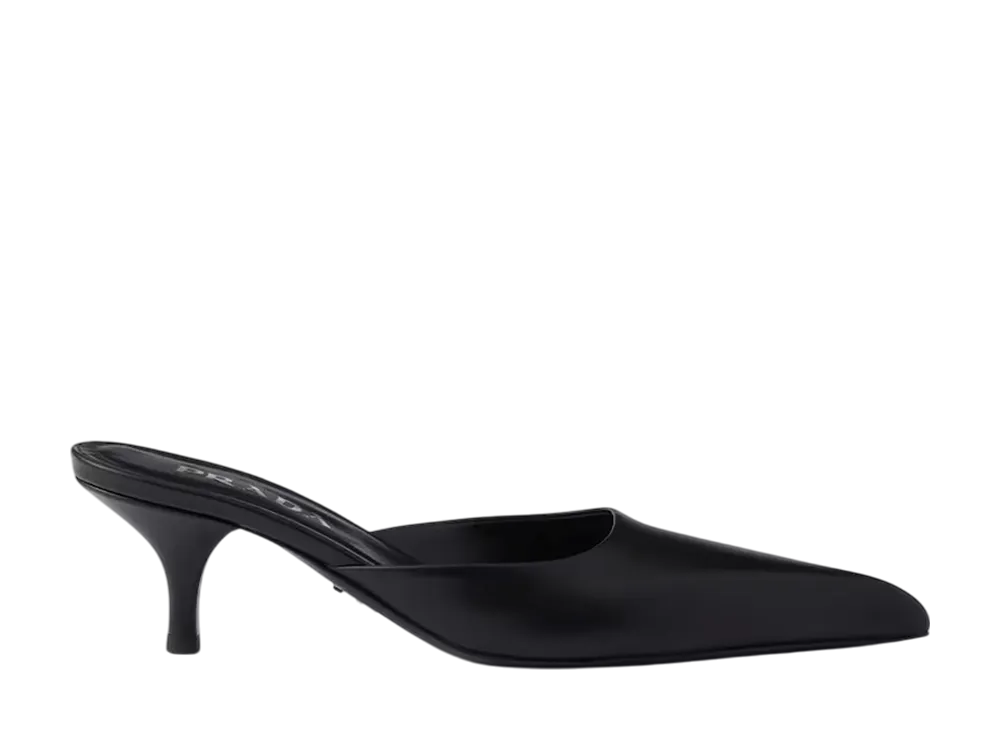 PRADA Women's Leather Mules "Black"