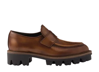PRADA Women's Leather Loafers "Cognac"