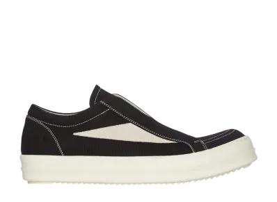 Rick Owens DRKSHDW FW25 Concordians Laceless Vintage Sneaks "Black/Milk/Milk"