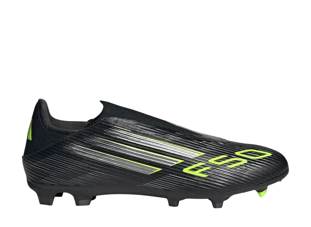 adidas F50 League Laceless FG Cleats "Core Black/Iron Metallic/Lucid Lemon"
