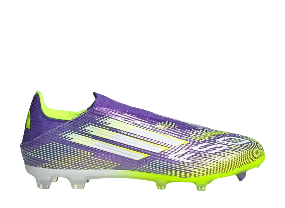 adidas F50 League Laceless FG Cleats "Purple Rush/Cloud White/Lucid Lemon"